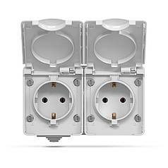 Розетка Videx Binera сіра подвійна із заземленням VF-BNW22G-G