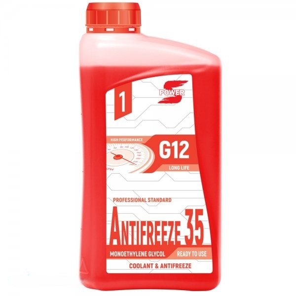 Антифриз S-Power Antifreeze 35 G12 Red охолоджувальна рідина для двигуна 1кг Червоний