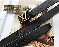 Женский кожаный ремень Louis Vuitton ширина 3 см пряжка бронза черный хорошее качество