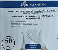 Перчатки хирургические медицинские "ALEXPHARM",с пудрой, стерильные размер 7,0 (Алексфарм)