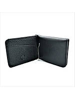 Чоловічий шкіряний гаманець-зажим 11 х 8 х 2 см Чорний wtro-168-27 хорошее качество