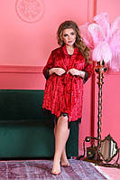 Женская ночнушка и халат красного цвета хорошее качество