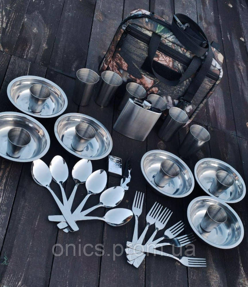 Комплект посуду для 6 осіб сумка камуфляж хорошее качество - фото 8 - id-p1946471187