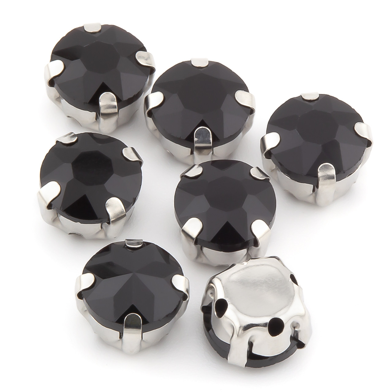Стрази в цапах Круглі огранювання 12 мм Чорний 10 шт., фото 1