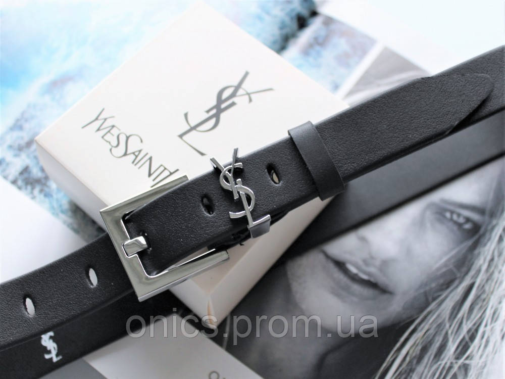 Женский ремень ширина 3 см пряжка серебро Yves Saint Laurent черный хорошее качество - фото 2 - id-p1946460792