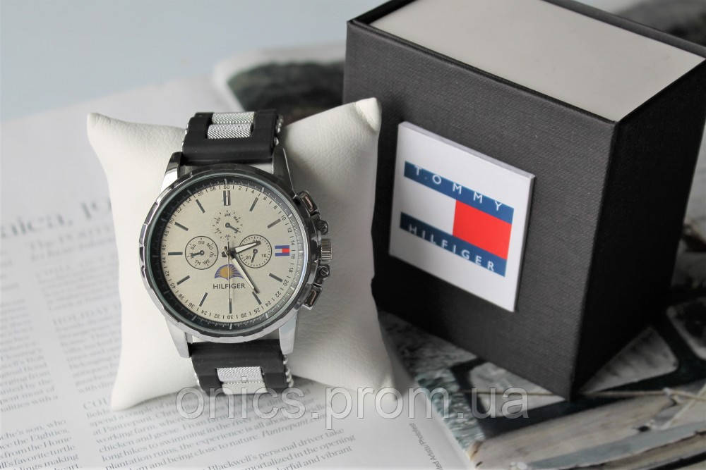 Мужские наручные часы Tommy Hilfiger black&silver хорошее качество - фото 3 - id-p1946471261