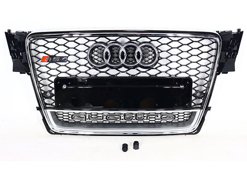 Решітка радіатора Audi A4 стиль RS4 (хромована окантовка, Quattro)