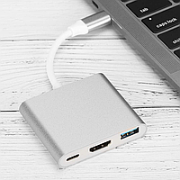 Переходник Buro USB Type-C - HDMI 4K, Серый / Адаптер преобразователь конвертер видеосигнала для телевизора