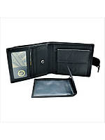Чоловічий шкіряний гаманець 12 х 9,5 х 2 см Чорний wtro-539 хорошее качество