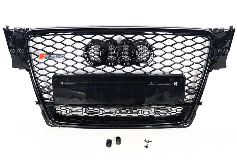 Решітка радіатора Audi A4 стиль RS4 (чорна окантовка, Quattro)