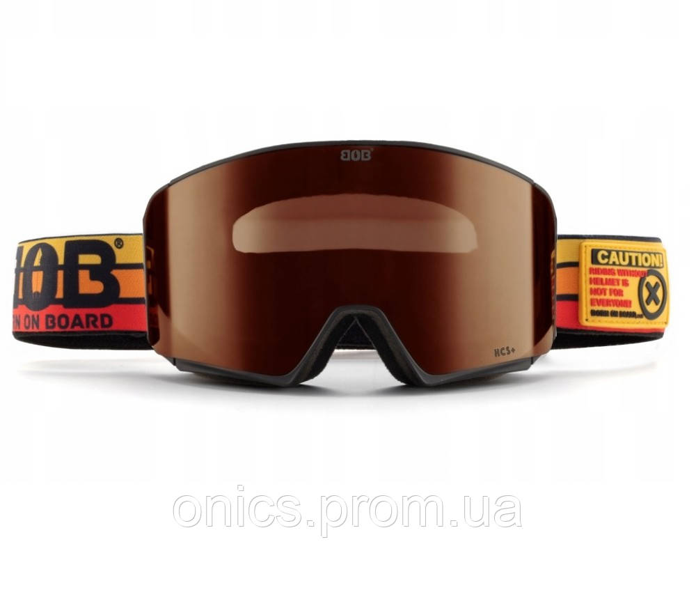 Маска гірськолижна BOB Caution! S3 Black/Brown Lens(GOG-026) хорошее качество - фото 2 - id-p1946464494