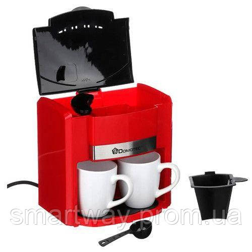 Электрическая капельная кофеварка для дома на 2 чашки DОMОТЕС МS 0705 кофемашина с чашками в комплекте, Красна - фото 2 - id-p1946579954