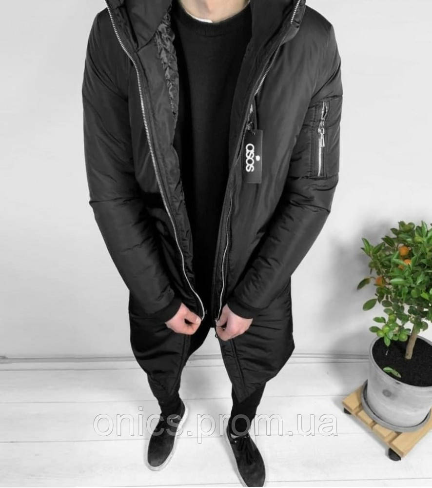 Мужская куртка зимняя парка Asos черная хорошее качество - фото 1 - id-p1946551818