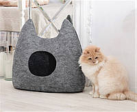 Дом для кота из войлока "Ушки" серый хорошее качество