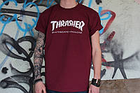 Бордовая футболка Thrasher хорошее качество