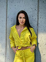 Женский костюм рубашка и штаны желтого цвета хорошее качество