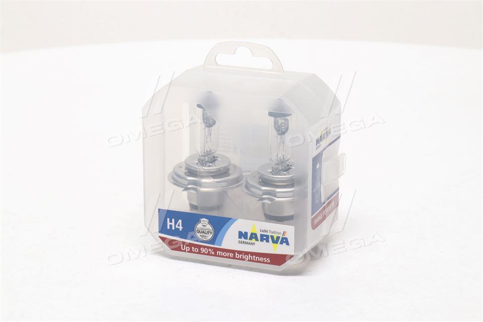 Лампа розжарювання SET H4 12V 60/55 W P43t RANGE POWER +90 (к-т 2шт) (вир-во Narva) 48003S2 UA51