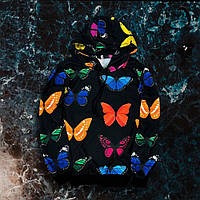 Худи черная с разноцветными бабочками 6-188 хорошее качество