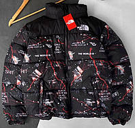 Куртка зимняя в стиле The North Face надписи и принт хорошее качество