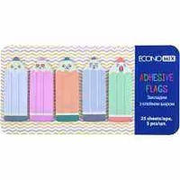 Стикеры-закладки бумажные Economix Fun Pencils 18х50 мм 125 шт 5 цветов (24) E20963