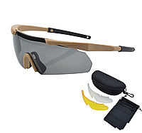 Тактичні окуляри койот 3 комплекти змінних лінз хорошее качество