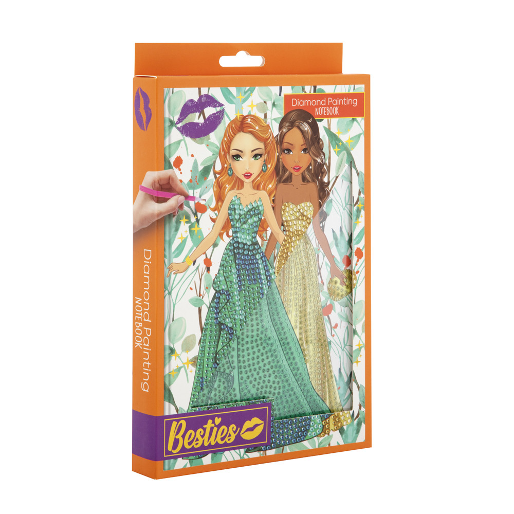 Блокнот А5 Besties Діамантовий розпис у твердій палітурці помаранчевий 961005, фото 1