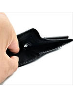 Чоловічий шкіряний гаманець-зажим 11 х 8 х 3 см Чорний wtro-168-24B хорошее качество