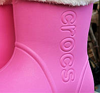 Жіночі Гумові Напівчоботи CROCS Рожеві Чоботи Крокси Теплі Зимові (розміри: 36) гарна якість