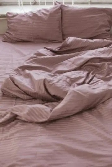 Комплект постільної білизни Страйп сатин Винний, полуторний, фото 1