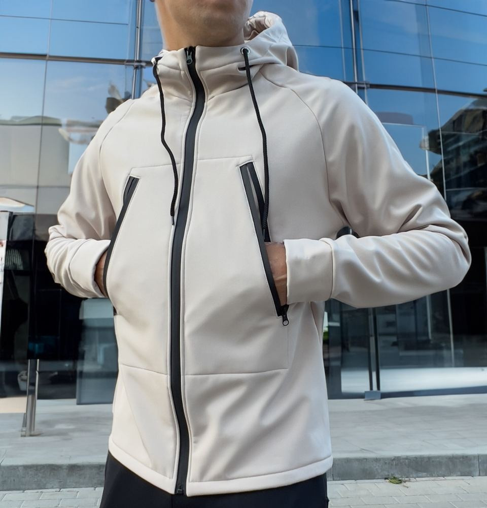 Куртка чоловіча SoftShell осінь-весна демісезонна повсякденна водовідштовхуюча. Живе фото. Вітровка софт шел, фото 1