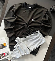 Костюм Nike Світшот чорний + штани сірі хорошее качество