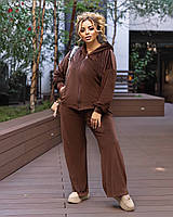 Жіночий спортивний костюм велюровий вільні штани 50-52, 54-56, 58-60 Бірюза, малина, шоколад