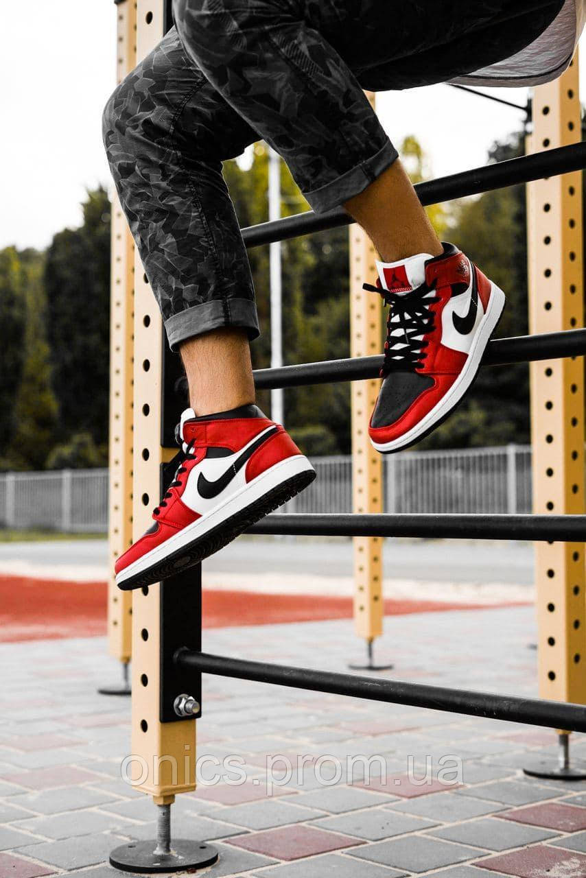 Nike Air Jordan 1 Retro Mid Black Red White 1 хорошее качество кроссовки и кеды хорошее качество Размер 38 - фото 10 - id-p1946586351