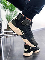 Nike Huarache City MID Leather x Acronym Mid Khaki Black хорошее качество кроссовки и кеды хорошее качество