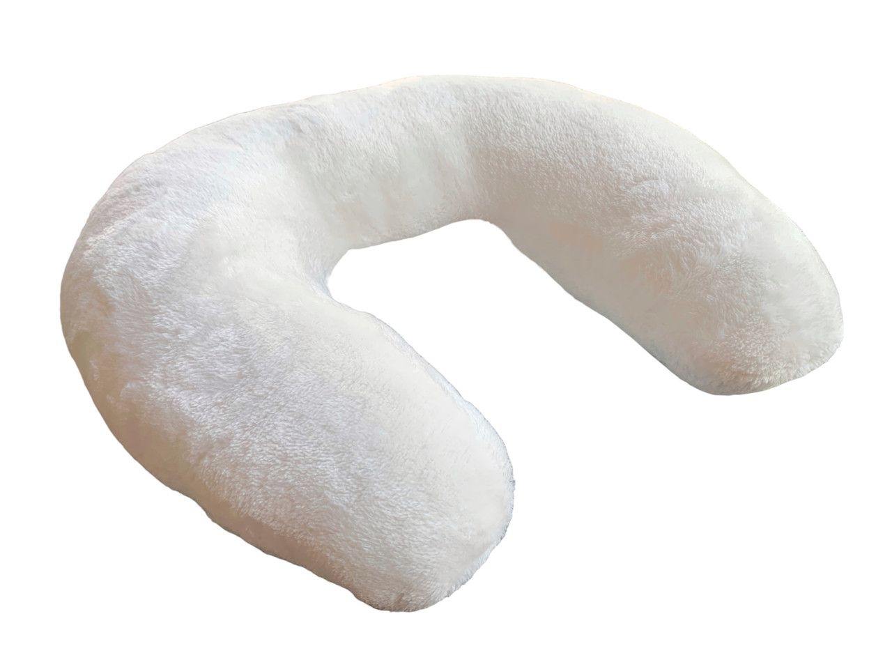 Плюшева підголовник-подушка "Підкова" молочний колір для косметологічної кушетки та масажного столу, фото 1