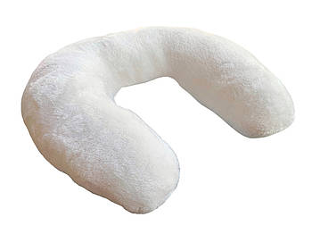 Плюшева підголовник-подушка "Підкова" молочний колір для косметологічної кушетки та масажного столу