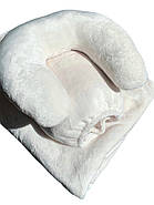 Плюшева підголовник-подушка "Підкова" молочний колір для косметологічної кушетки та масажного столу, фото 4