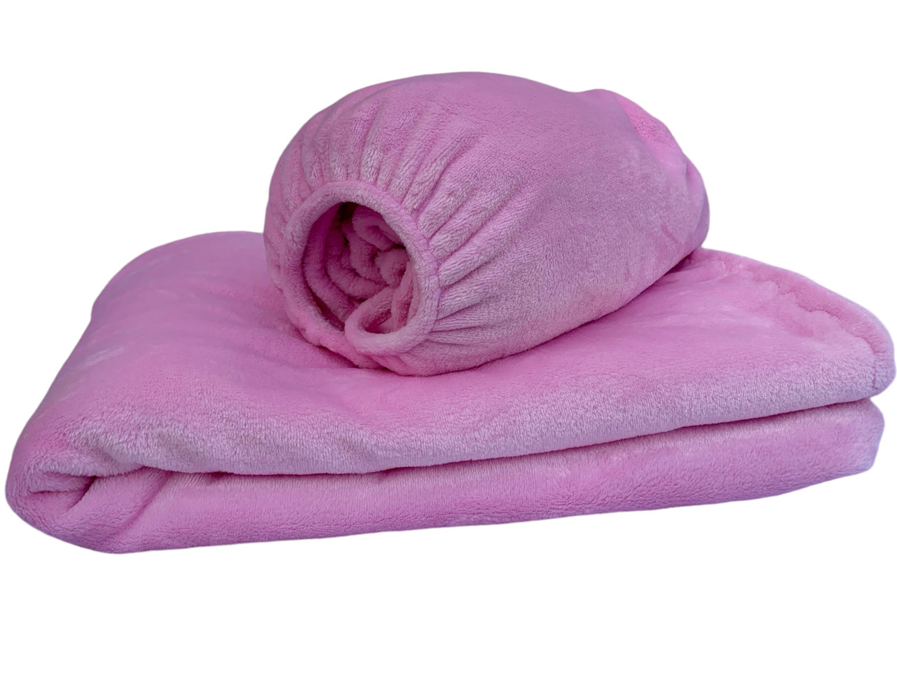 Набір плед і чохол плюшевий, багаторазовий для кушетки, колір: ніжно розовий для масажу, фото 1