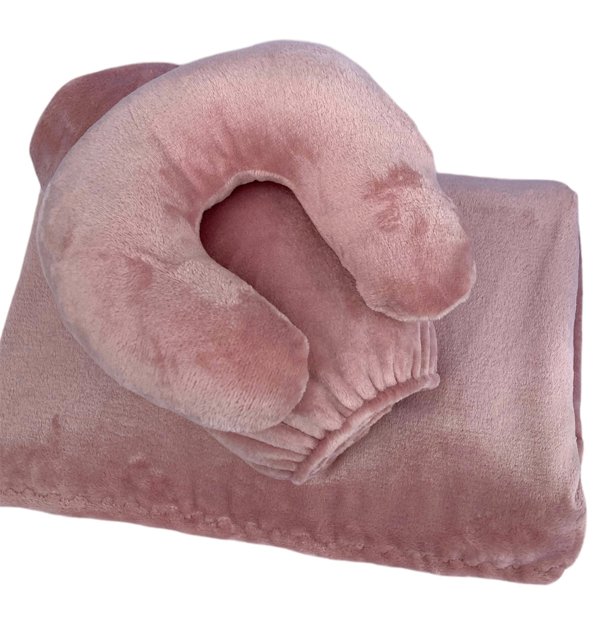 Плюшевий набір: чохол, плед і подушка ''Підкова'' на кушетку косметологічну, колір пудри для масажу, фото 1