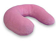 Плюшева підголовник-подушка "Підкова" ніжно рожевий колір для косметологічної кушетки та масажного столу, фото 2