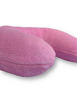 Плюшева підголовник-подушка "Підкова" ніжно рожевий колір для косметологічної кушетки та масажного столу