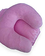 Плюшева підголовник-подушка "Підкова" ніжно рожевий колір для косметологічної кушетки та масажного столу, фото 3