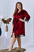 Женская ночнушка и халат бордового цвета хорошее качество