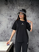 Женский костюм футболка и штаны Nike Air Jordan черный хорошее качество
