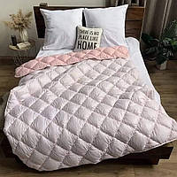 Одеяло зимнее стеганое светло-розовое, двустороннее одеяло из микрофибры с холлофайбером, полуторное