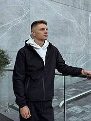 Вітрівка чоловіча осінь весна водонепроникна з капюшоном rain чорна куртка осіння весняна штормівка