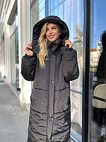 Женская удлиненная куртка оверсайз, на молнии и кнопках, черная
