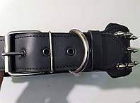 Кожаный ошейник "Lockdog" с шипами черный хорошее качество