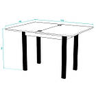 Стіл обідній розкладний у сірому кольорі з метал чорними ніжки, фото 4