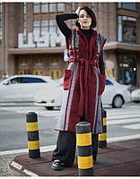Кептар жіночий "Malanka" довгий без рукавів ручної роботи, теплий handmade одяг на осінь